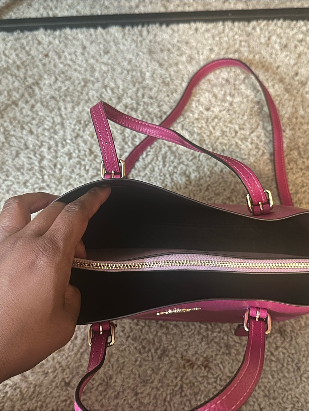Coach Mollie Leather Tote in Pink with Gold Hardware - Picture 6 of 7
